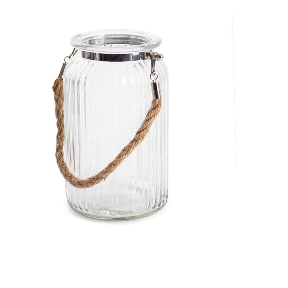 Hurricane Glass Jar with Jute Rope - Large