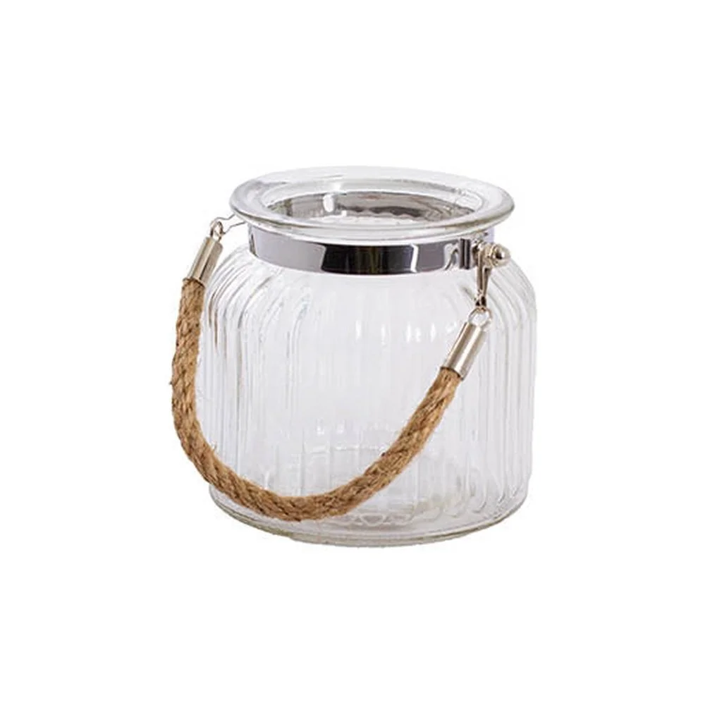 Hurricane Glass Jar with Jute Rope - Small