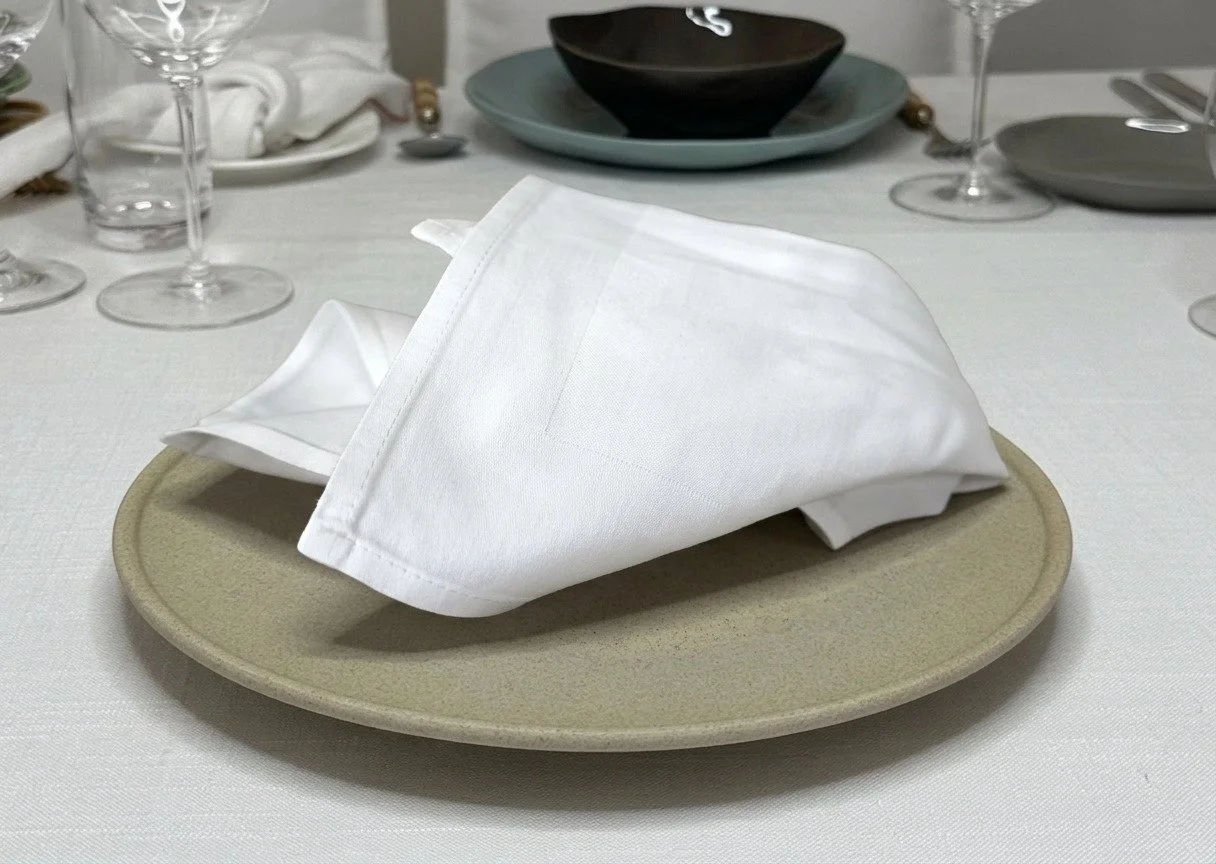 White Cotton Satin Band Napkin