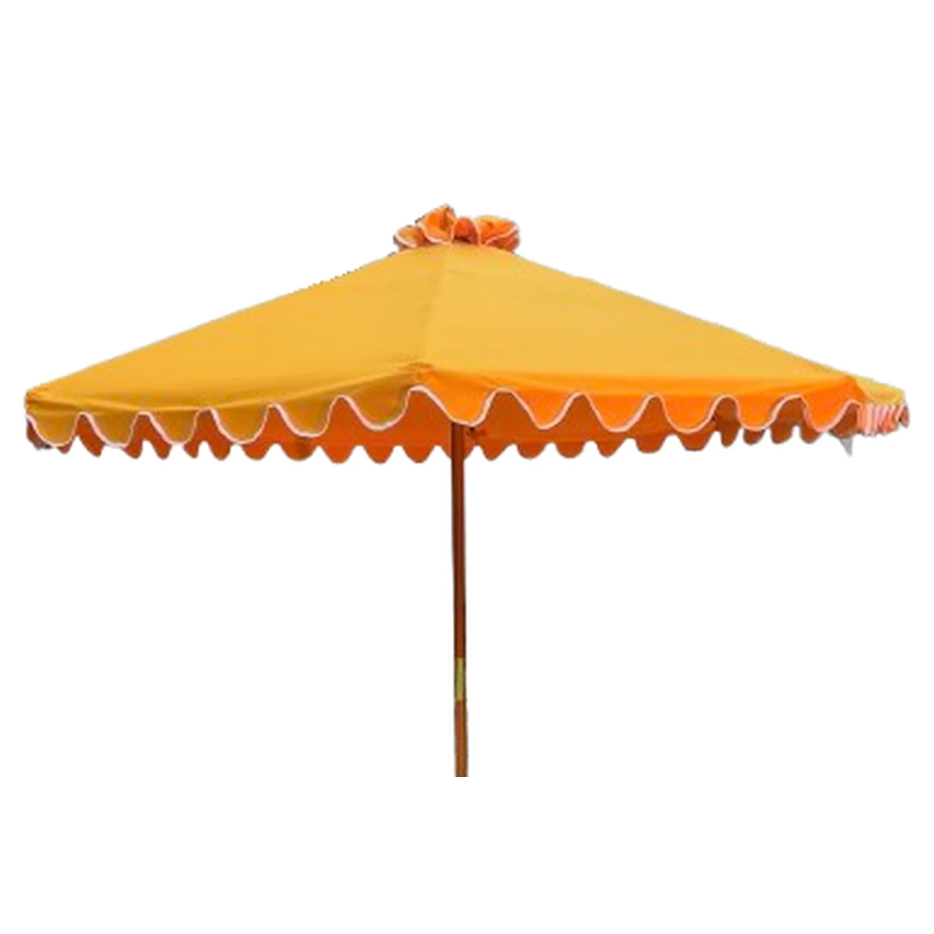 Market Umbrella - Yellow with White Scalloped Edge