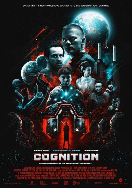 A science fiction movie poster for 'Condition'. It features large images of diverse characters, planets, and spacecraft with a dark space background, a glowing earth, and futuristic elements.