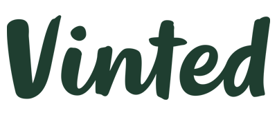 Close-up of the word 'Vinted' in dark green, stylized font.
