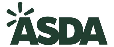 ASDA logo with the brand name in bold green letters and a green spark icon above the A.