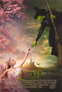 A witch flying on a broomstick reaching towards a princess on the ground, with a castle in the background and pink cherry blossoms in the sky.