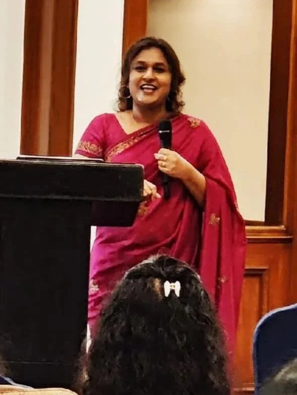 Sheila Chandrasekhar, speaking in India about faith and leadership development.