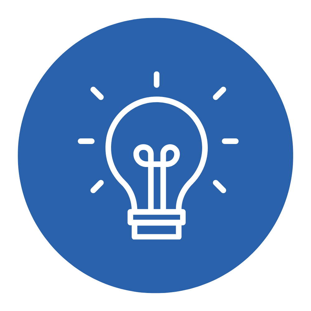 Light bulb icon with radiating lines indicating an idea or innovation.