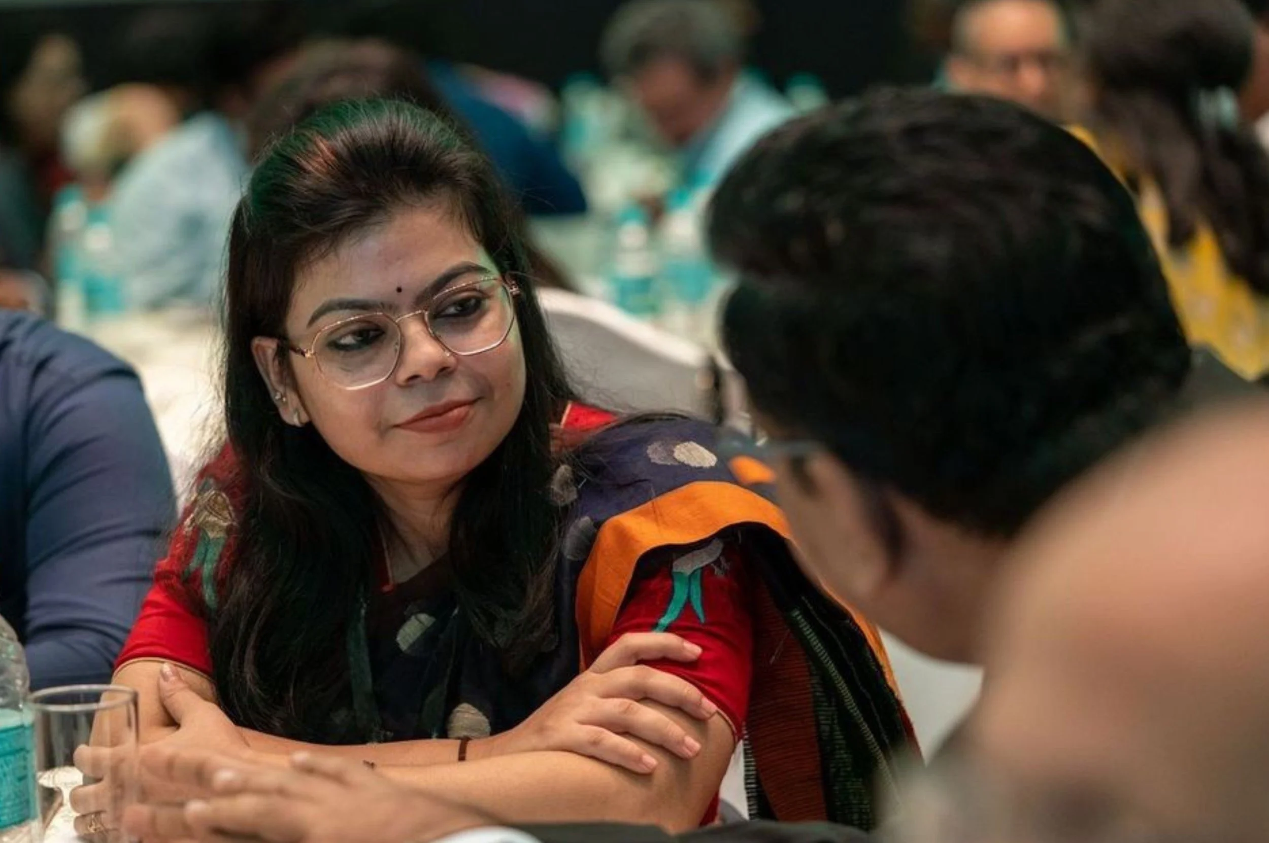 Women in India learning new leadership skills.