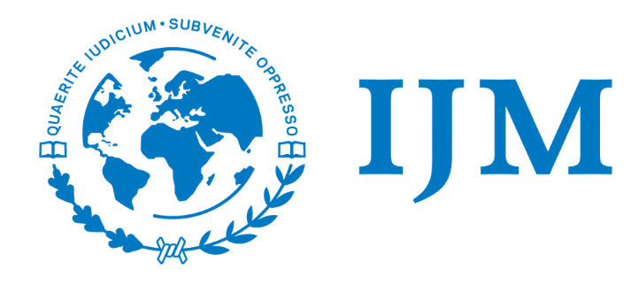 The image features the logo of the International Juvenile Justice Movement (IJM) with a blue globe surrounded by a laurel wreath and words in Spanish, and the acronym 'IJM' in large blue letters to the right of the globe.