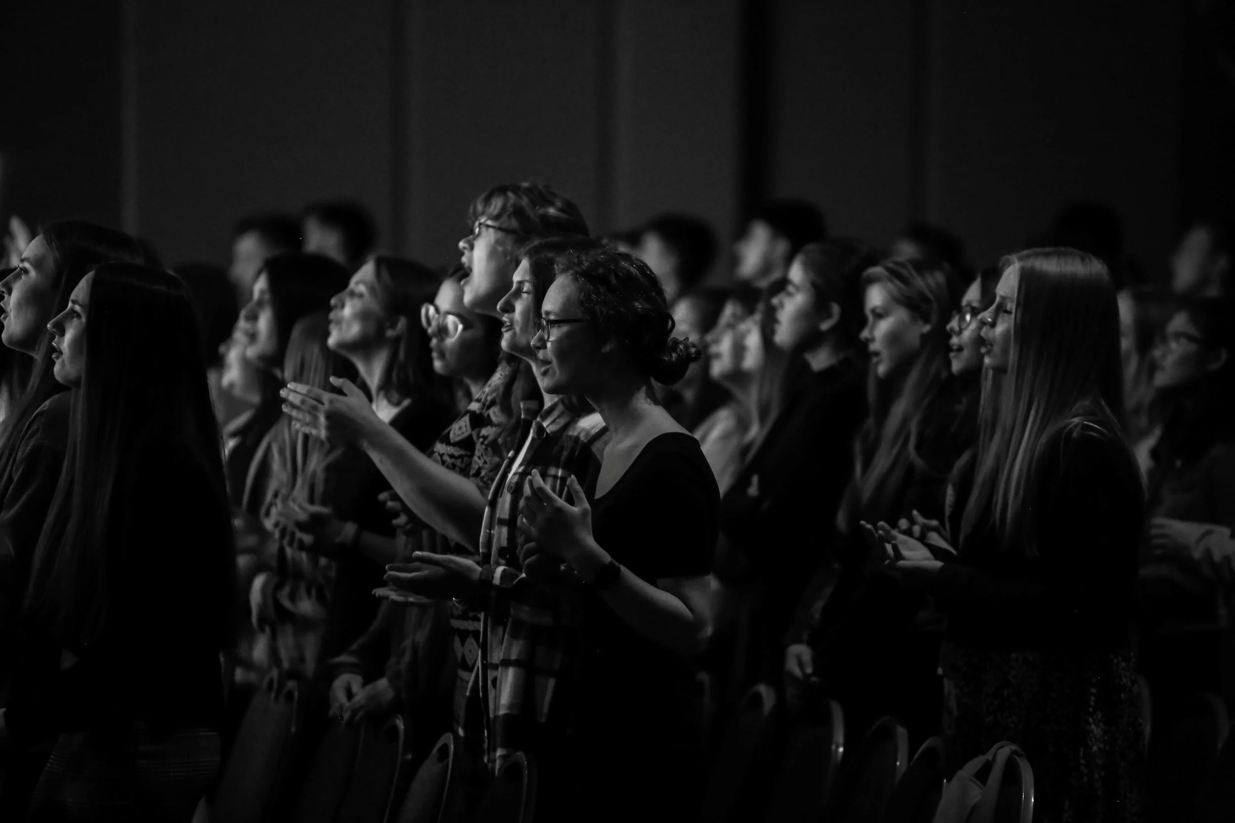 Women worshiping in a church. Leadership and faith.
