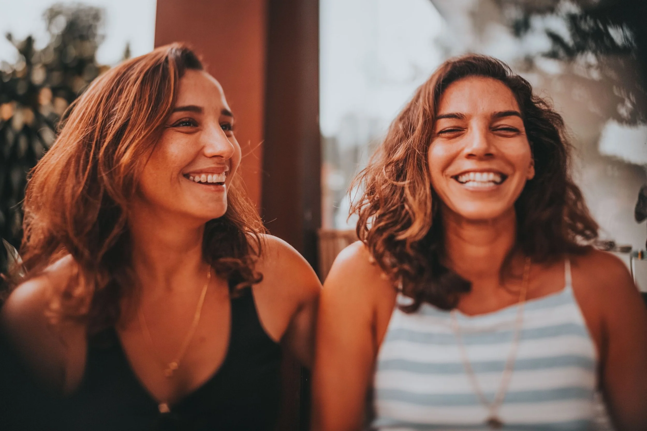 Two women laughing
