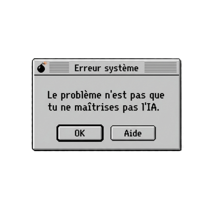 Fenêtre d'erreur illustrant le message : « Le problème n'est pas que tu ne maîtrises pas l'IA. »