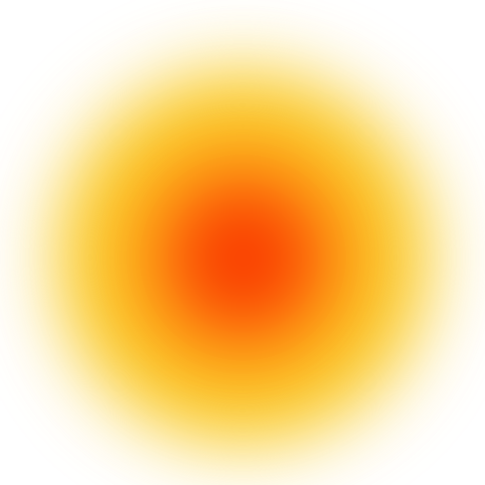 A blurred, colorful gradient circle with red at the center, transitioning to orange, then yellow towards the edges, on a black background.