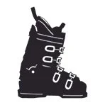 Ein Skischuh nit vier Schnallen