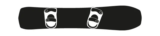 Einschönes Snowboard  mit weißen Bindungen