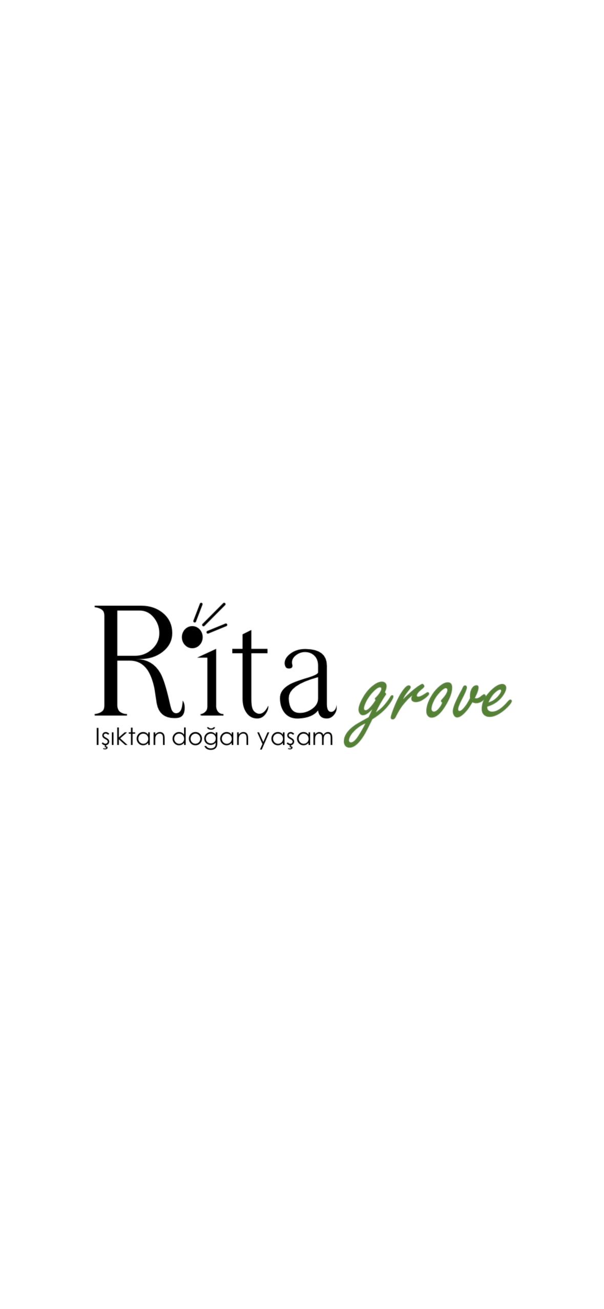 Logo for Rita Grove with the tagline 'Işıktan doğan yaşam' in Turkish, featuring black and green text on a white background.