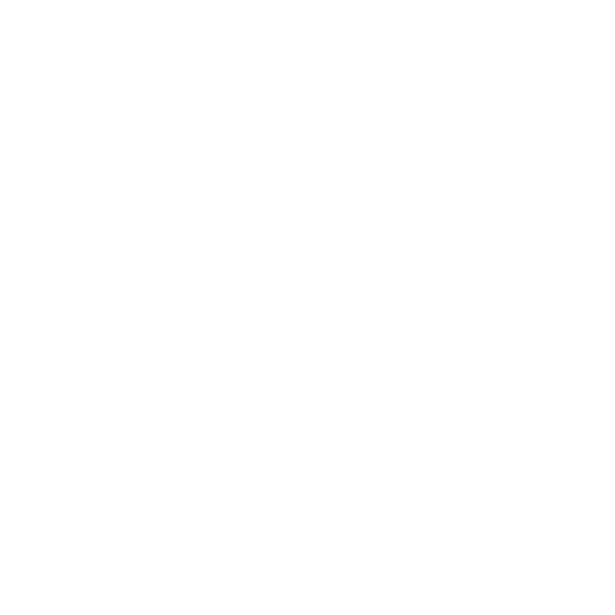 Icono de sol con radiantes en blanco sobre fondo negro.