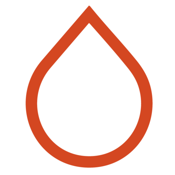 Logotipo con forma de gota de color rojo en un fondo transparente
