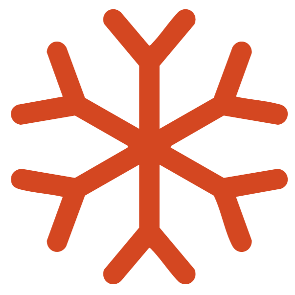 Muestra un copo de nieve de color marrón con un diseño estilizado y simétrico.