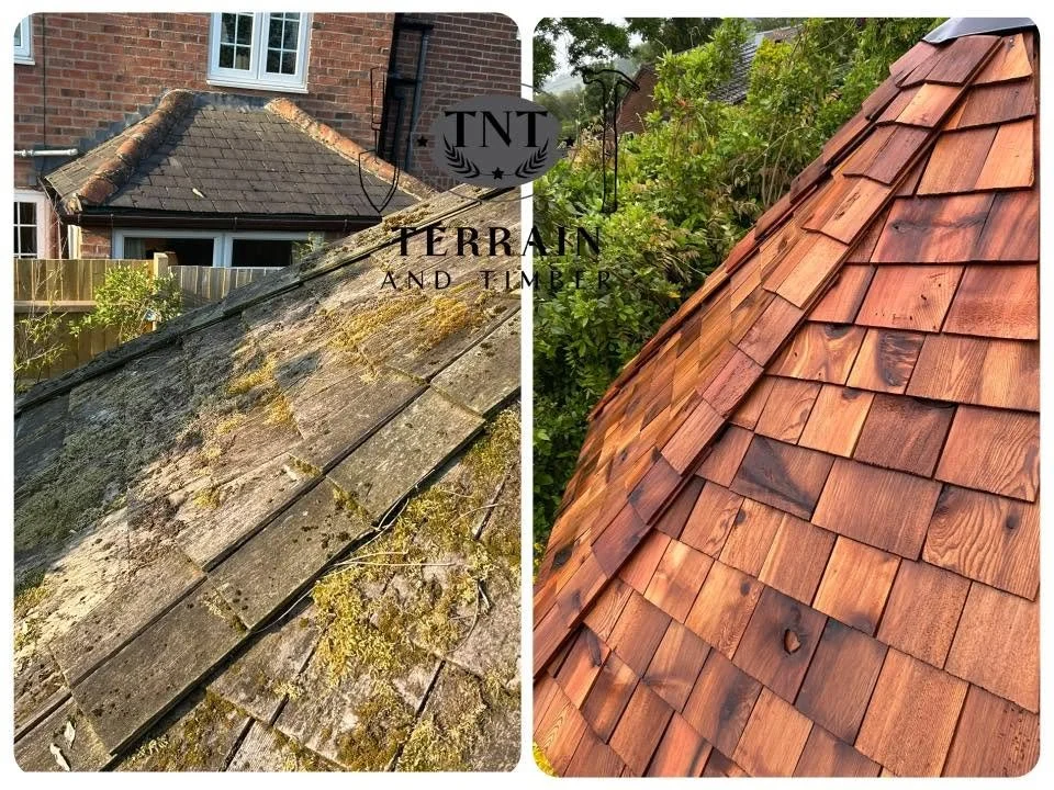 We recently completed a full re-shingle using beautiful new cedar shingles, along with a complete re-felt to ensure the roof is fully waterproof and protected from the elements.
While on site, we also tracked down and repaired a leak that had been ca