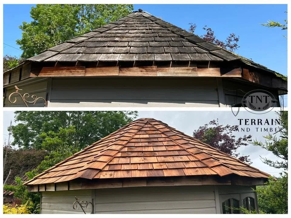 We recently completed a full re-shingle using beautiful new cedar shingles, along with a complete re-felt to ensure the roof is fully waterproof and protected from the elements.
While on site, we also tracked down and repaired a leak that had been ca