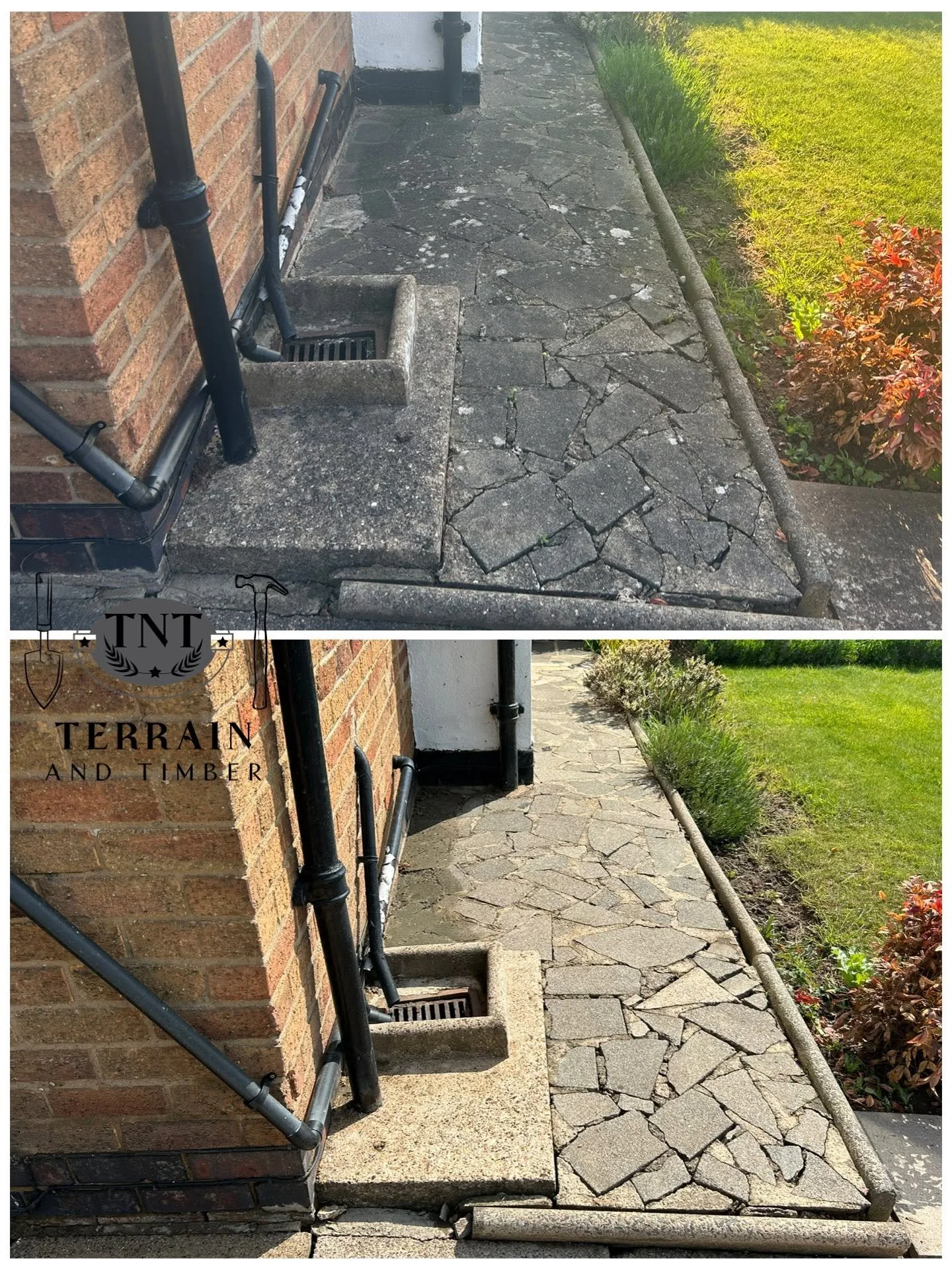 Full pressure wash carried out on both the front and back garden, leaving everything looking fresh and clean. We also washed down all windows, doors, and walls to bring the whole property back to life.