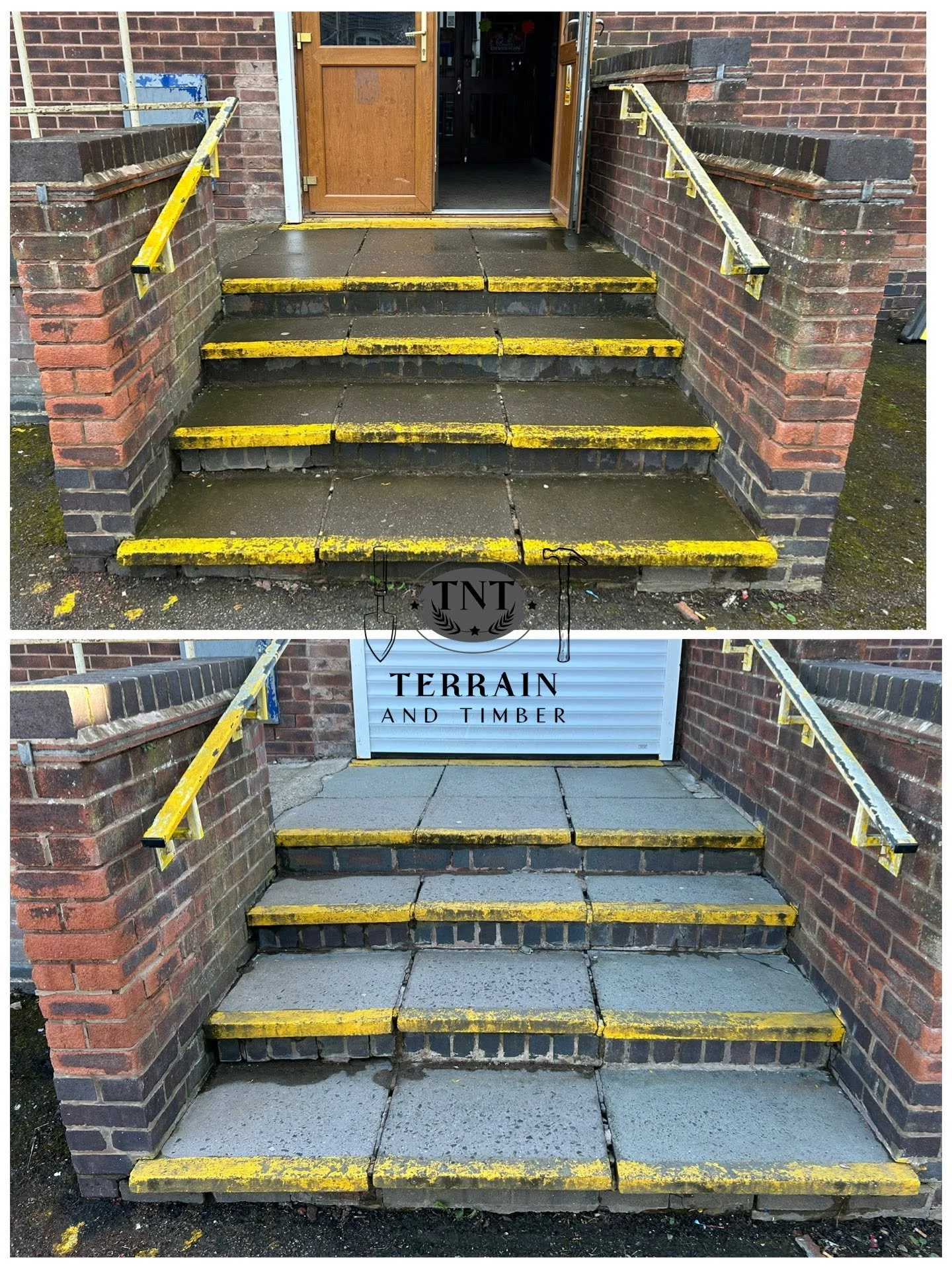 a full pressure washing job at the Eyres Monsell Working Men’s Club — giving the walls and windows a proper clean and fresh look all round.
