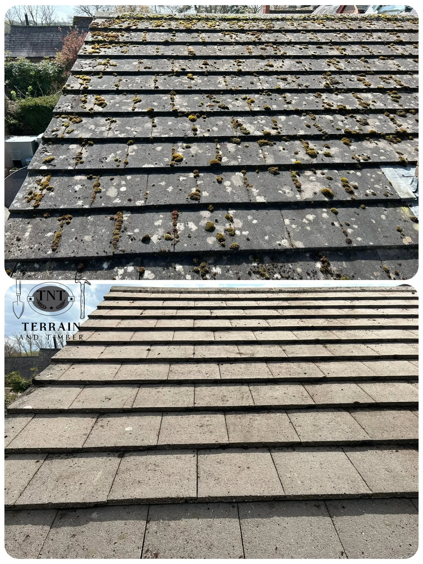 This one was all about bringing a tired exterior back to life. We carried out a full roof clean, removing all moss and buildup to protect the tiles and improve longevity.
After that, we gave the property a complete refresh by wiping down and cleaning