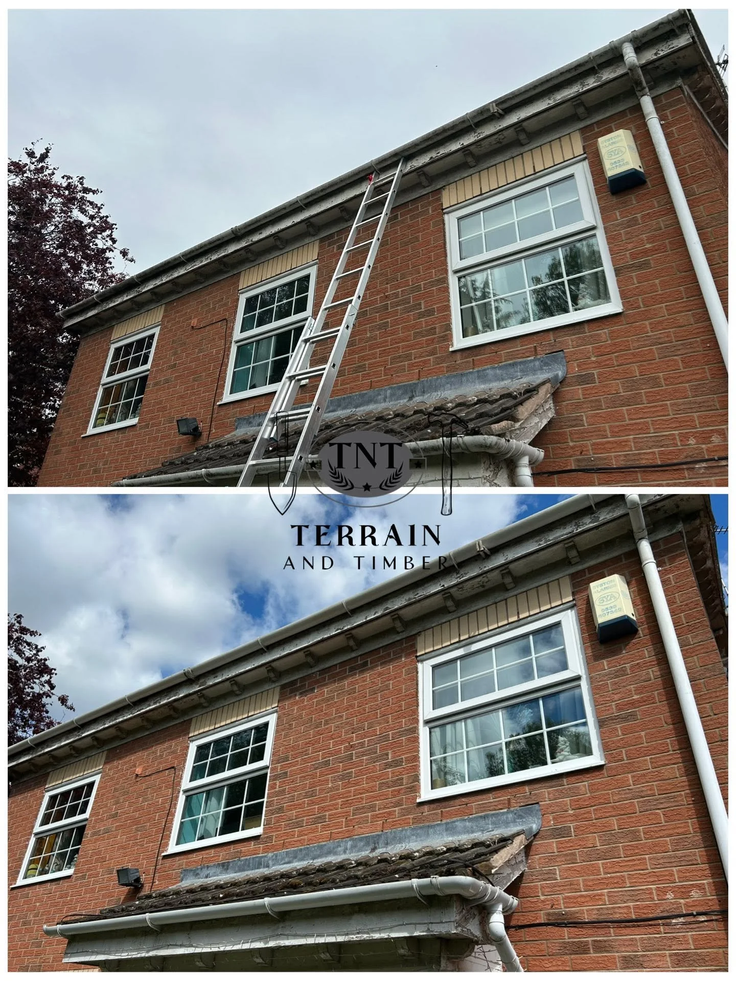 We cleaned down both the upper and lower gutters, making sure all downpipes were clear and free-flowing to help prevent any blockages. Everything was then wiped down using UPVC cleaner to leave the gutters, fascias, and soffits looking clean and refr