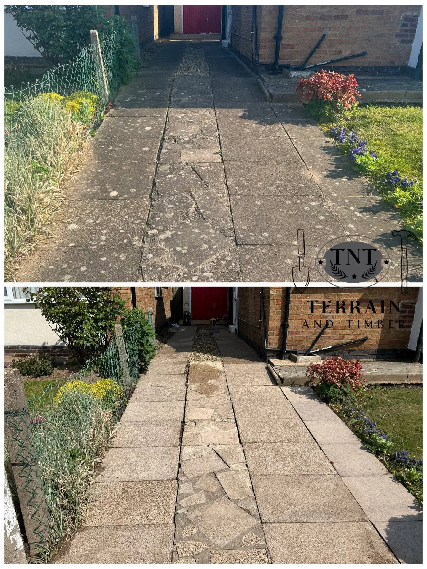 Full pressure wash carried out on both the front and back garden, leaving everything looking fresh and clean. We also washed down all windows, doors, and walls to bring the whole property back to life.
