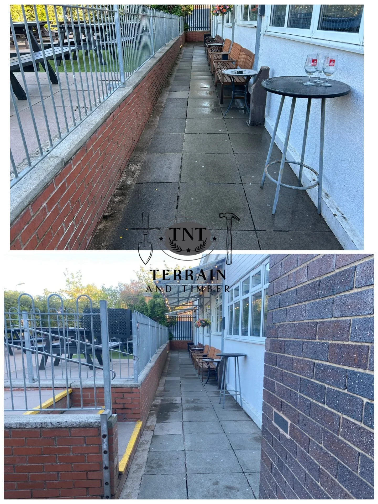 a full pressure washing job at the Eyres Monsell Working Men’s Club — giving the walls and windows a proper clean and fresh look all round.