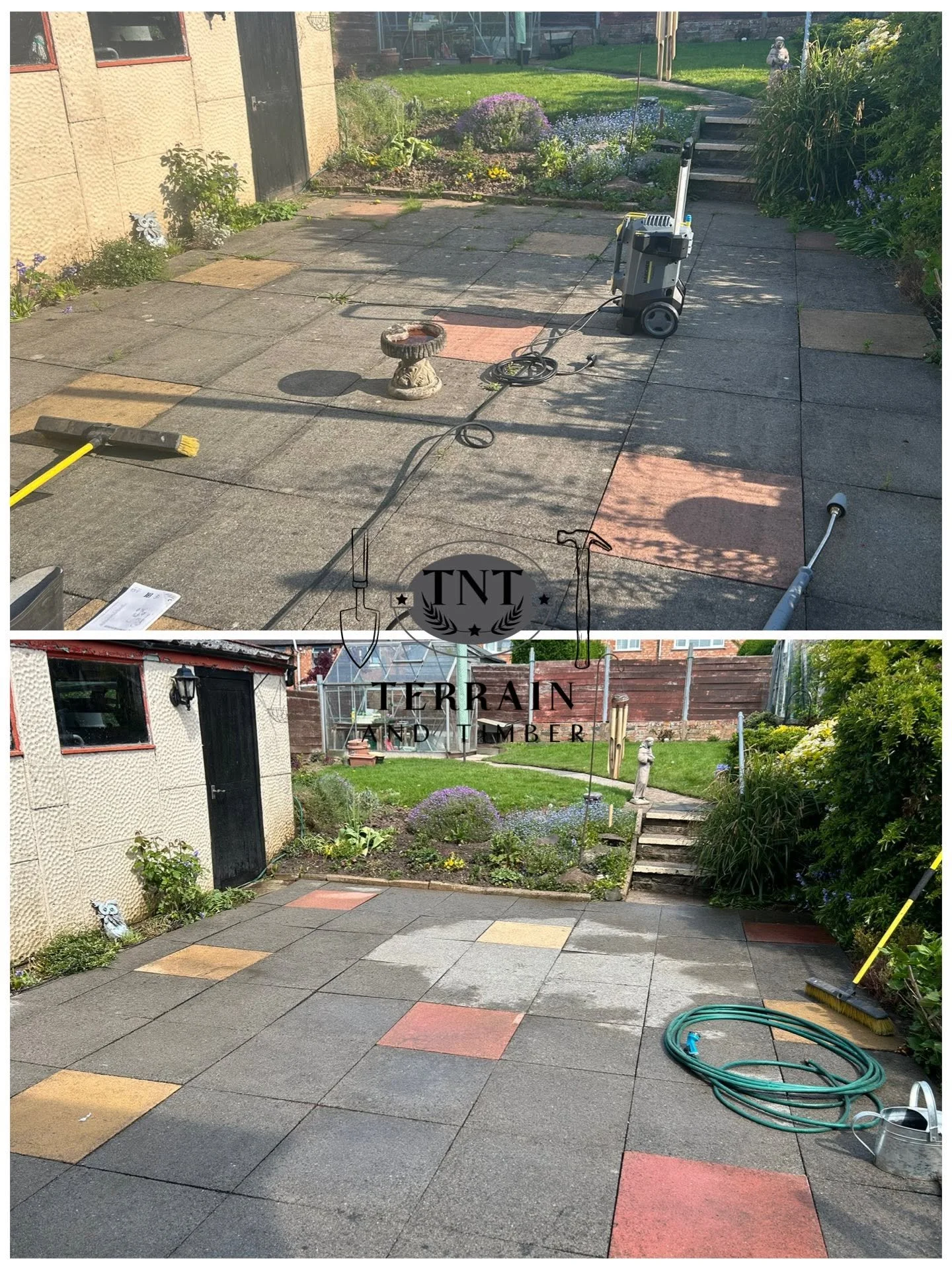 Full pressure wash carried out on both the front and back garden, leaving everything looking fresh and clean. We also washed down all windows, doors, and walls to bring the whole property back to life.