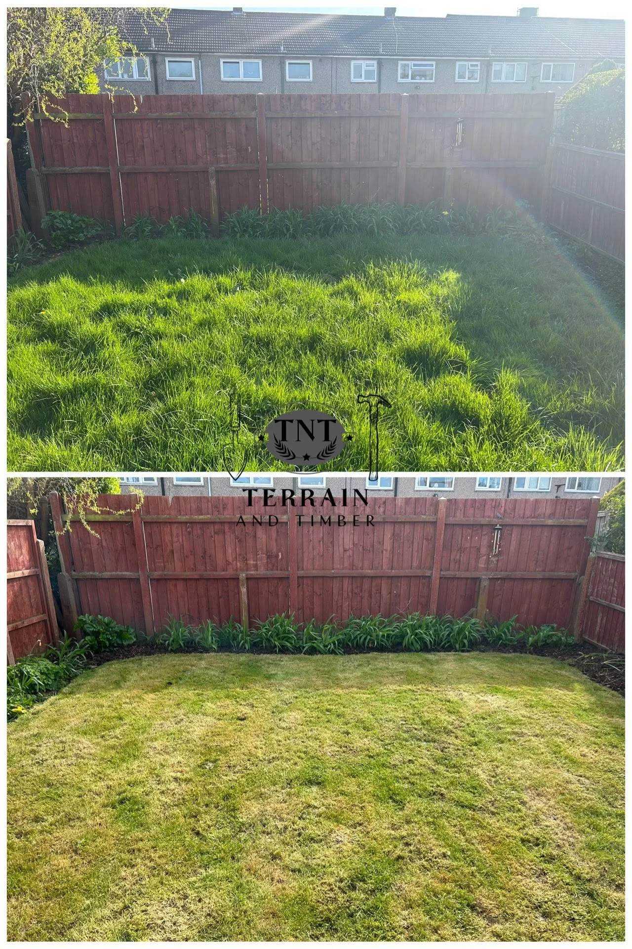 Grass cut, edges strimmed, borders dug out and refreshed, and new plants added to bring the space to life.