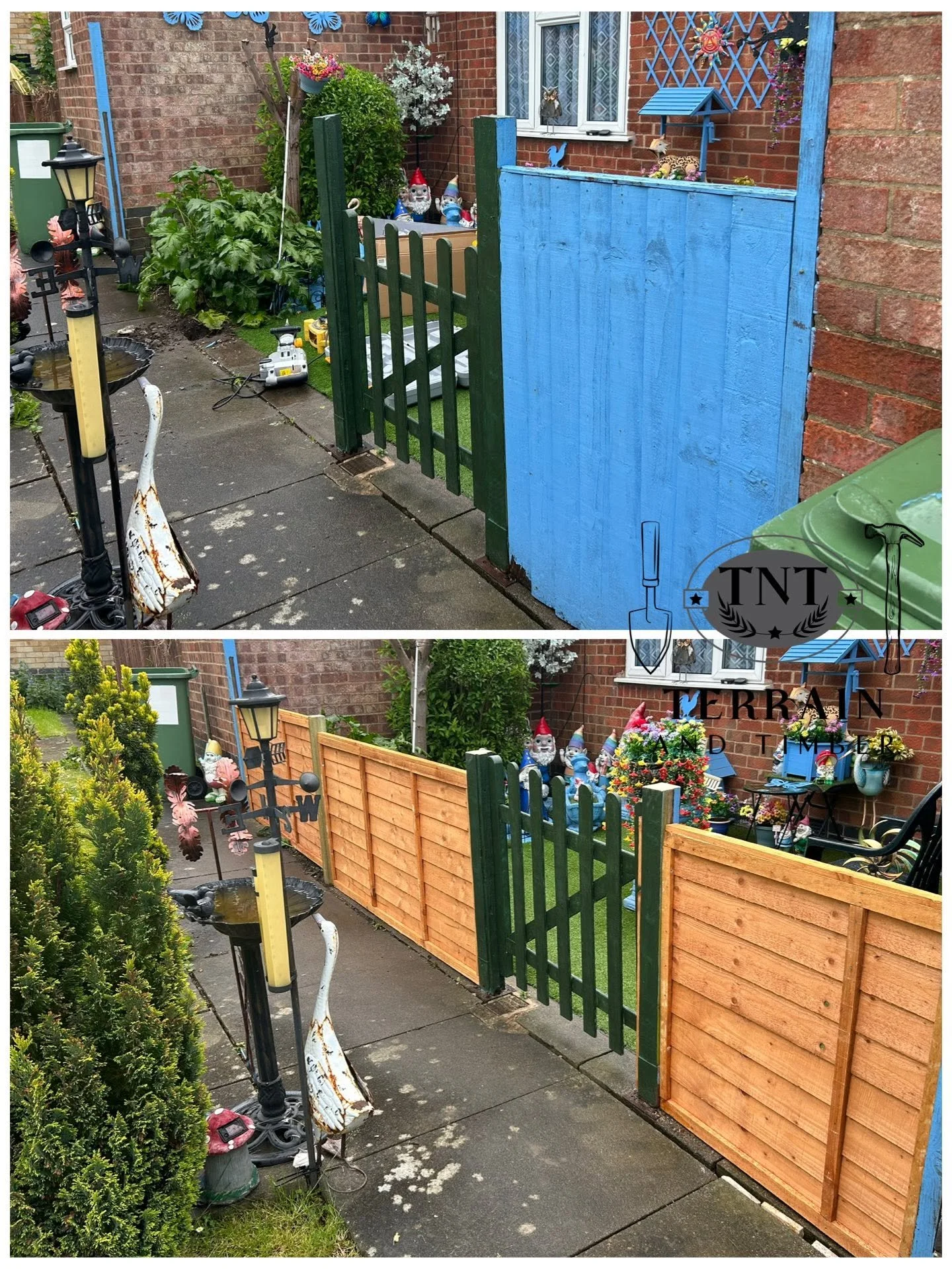 We replaced 3 fence panels and installed 1 new post — although the customer originally only wanted the single post replaced, we helped get the whole fence looking solid and secure again. We also sorted the gate out and left everything clean and tidy 