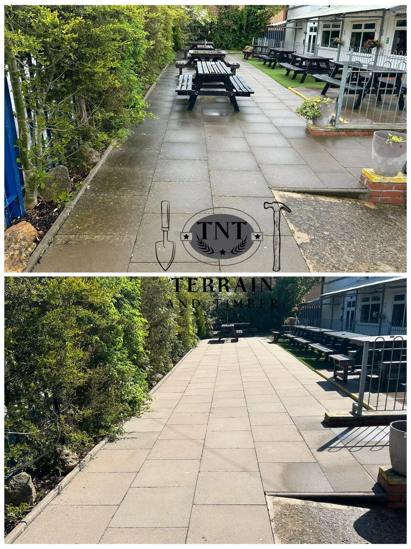 a full pressure washing job at the Eyres Monsell Working Men’s Club — giving the walls and windows a proper clean and fresh look all round.