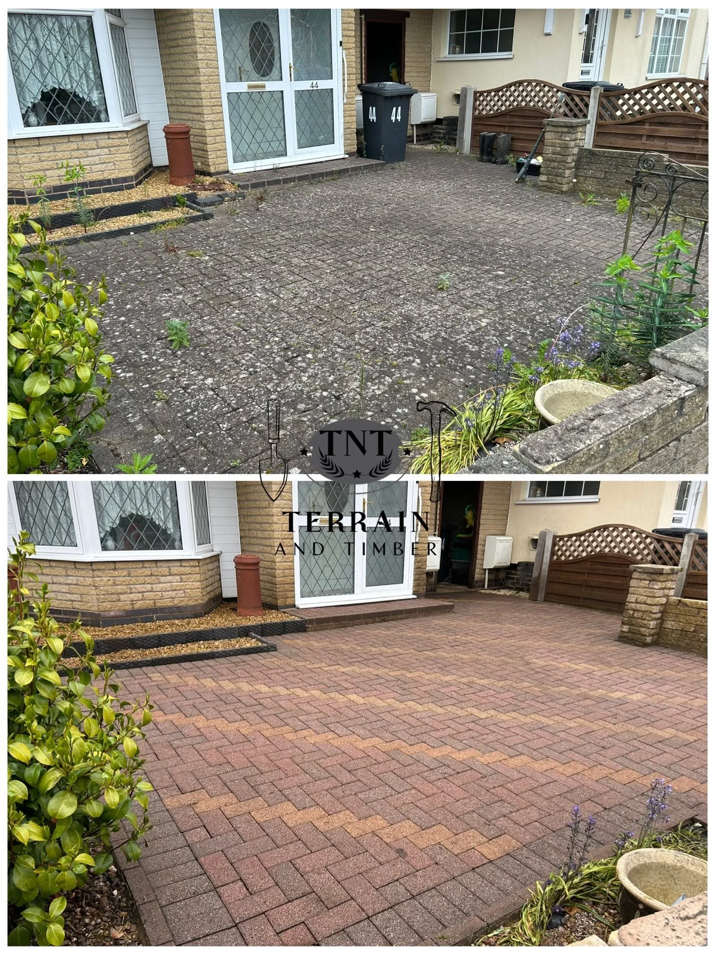 We’ve pressure washed the front and back gardens, bringing the colour and life back to the driveway and outdoor spaces. Finished off with a full clean down, leaving everything spotless and refreshed!
Driveways, patios, decking — we bring them back to