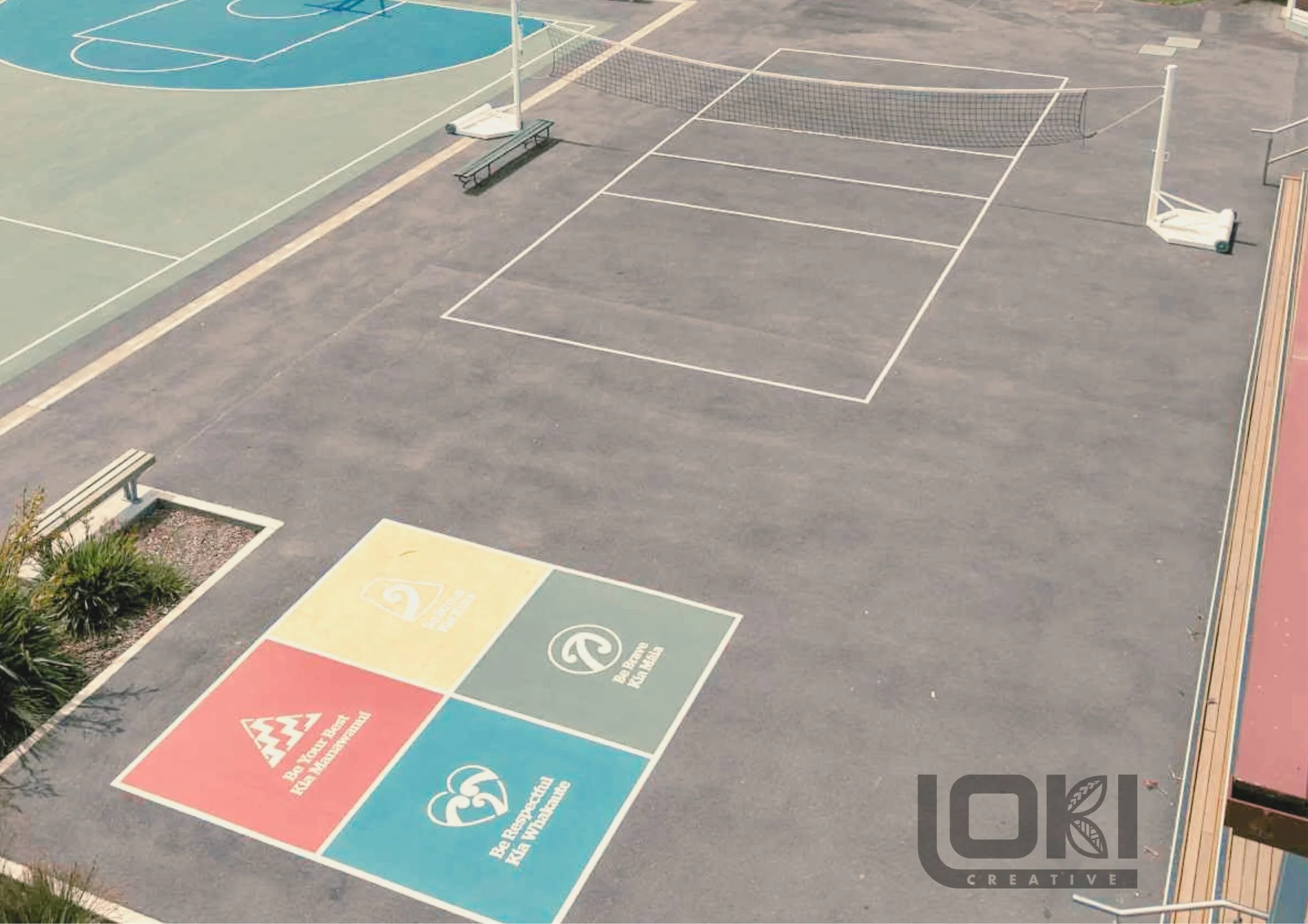 Ariel view of custom design 4 square by Loki
