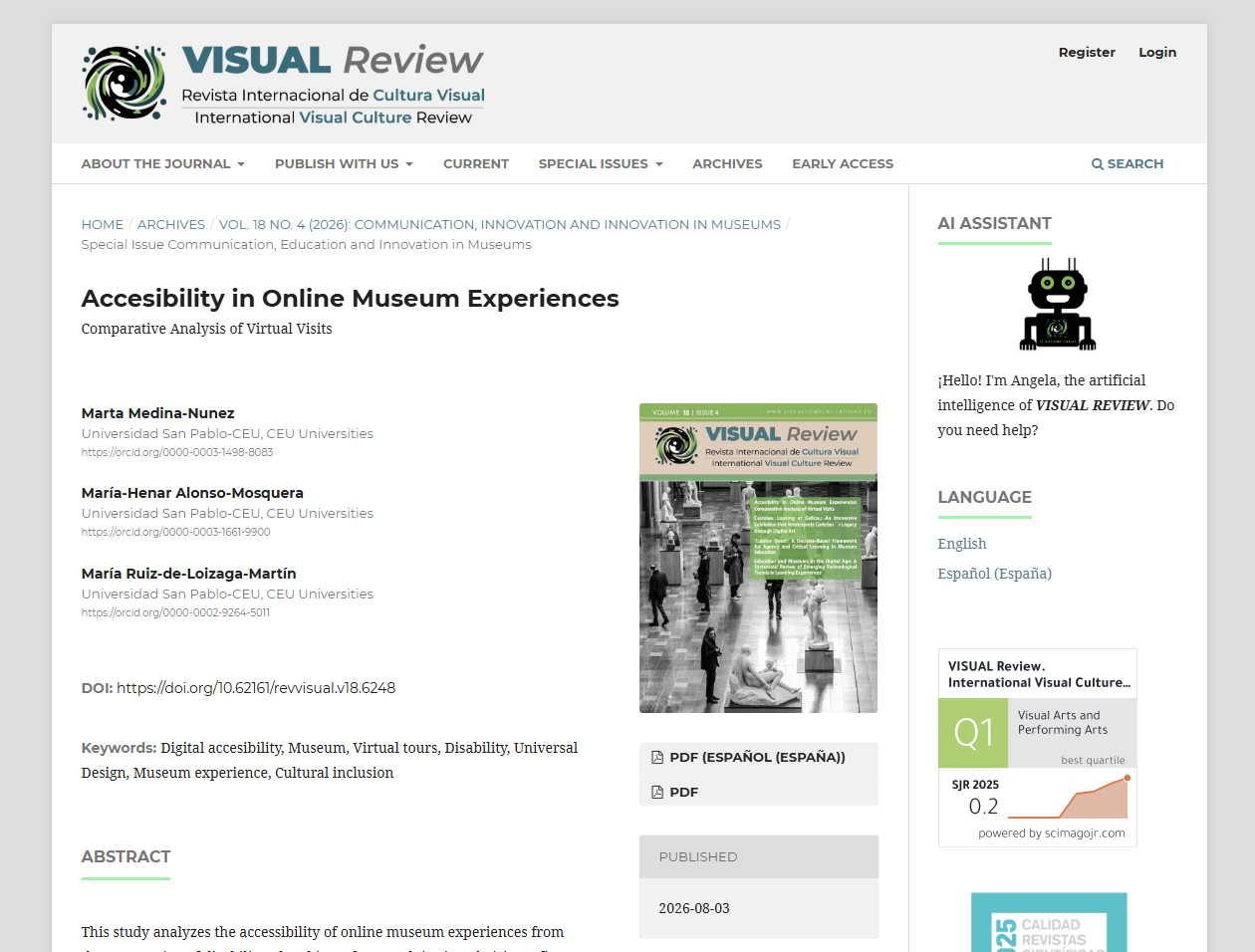 Accesibilidad en las experiencias museísticas online: Análisis comparado de visitas virtuales