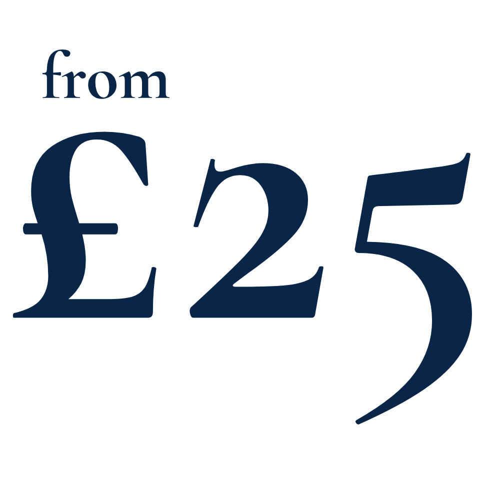 Text that reads 'from £25' in varying font sizes and styles, with the number 25 being the most prominent.