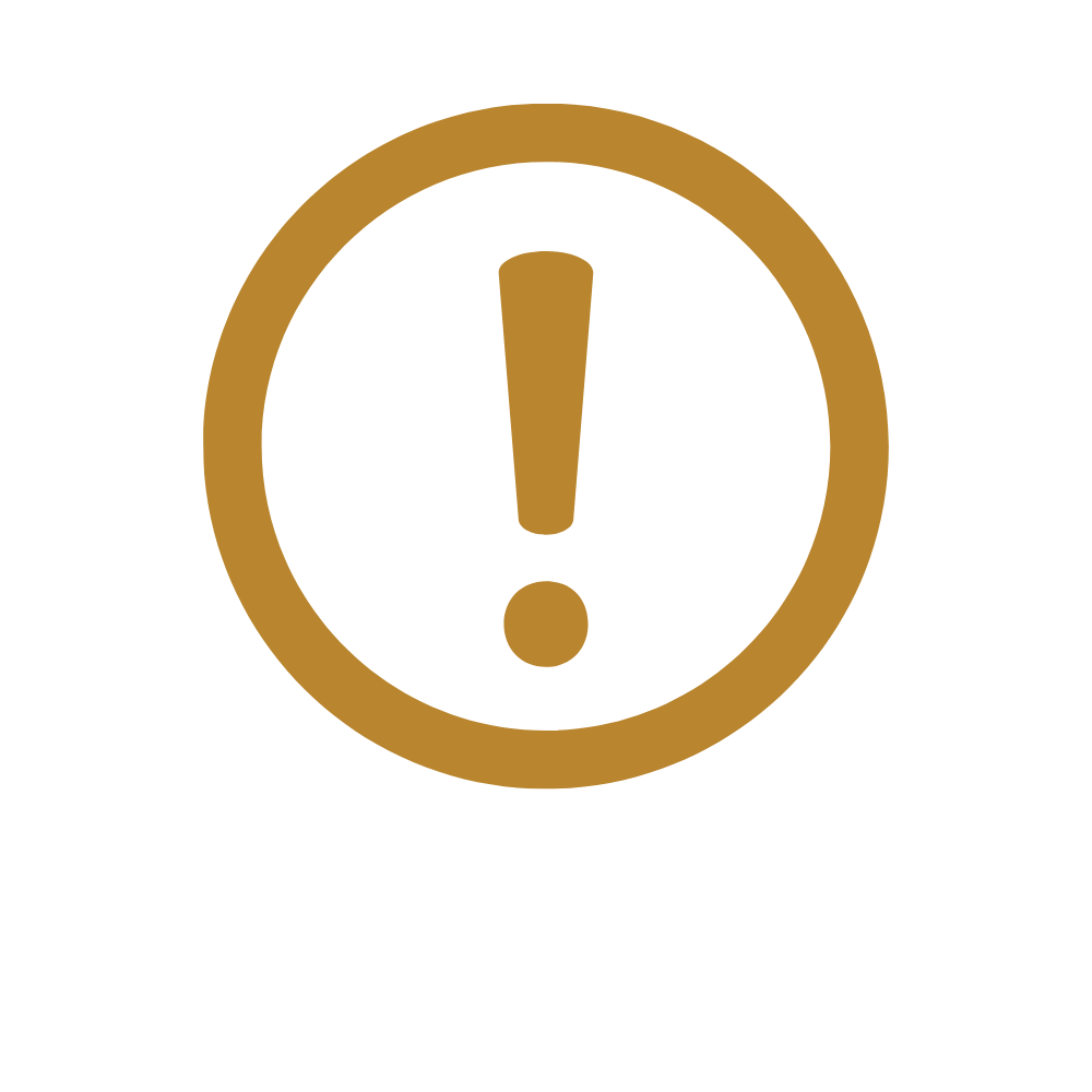 Alert icon with a white circle and an exclamation mark inside, surrounded by an orange ring.