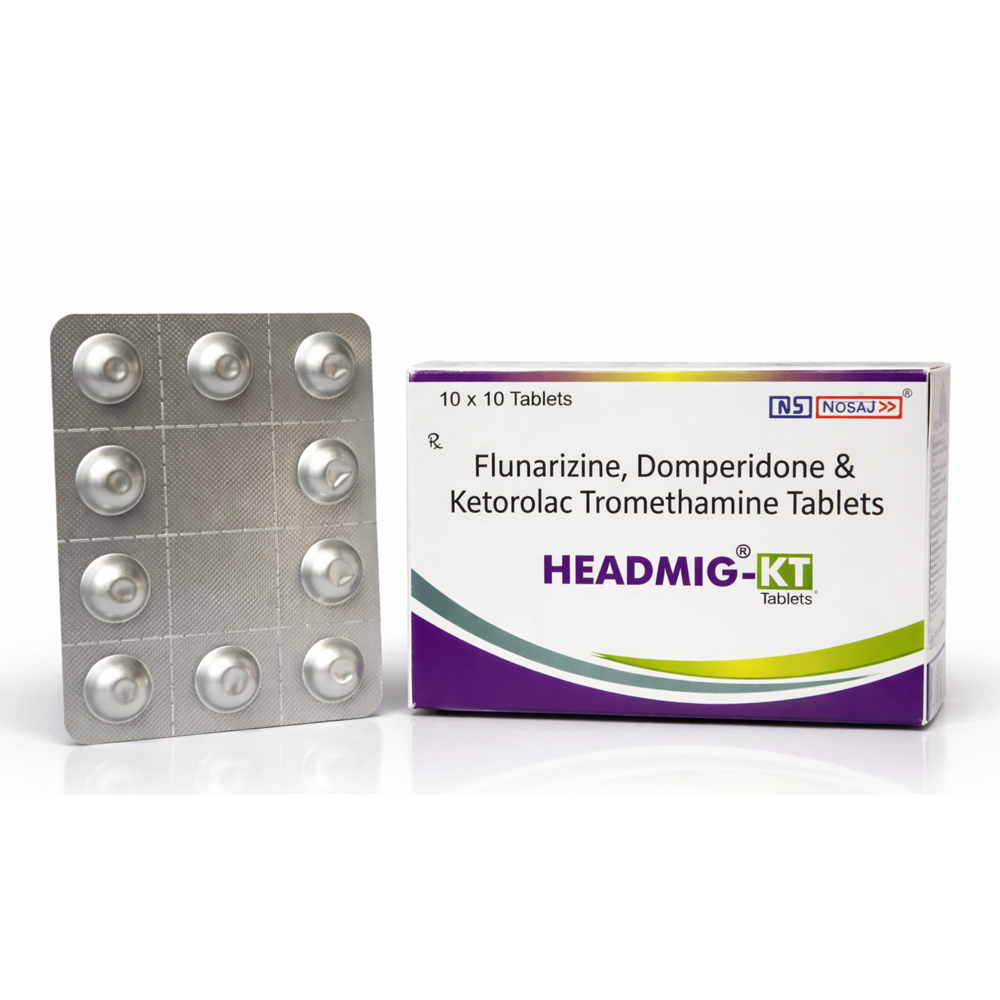 Headmig-KT ( Flunarizine, Domperidone & keterolac Tromethamine Tablets)