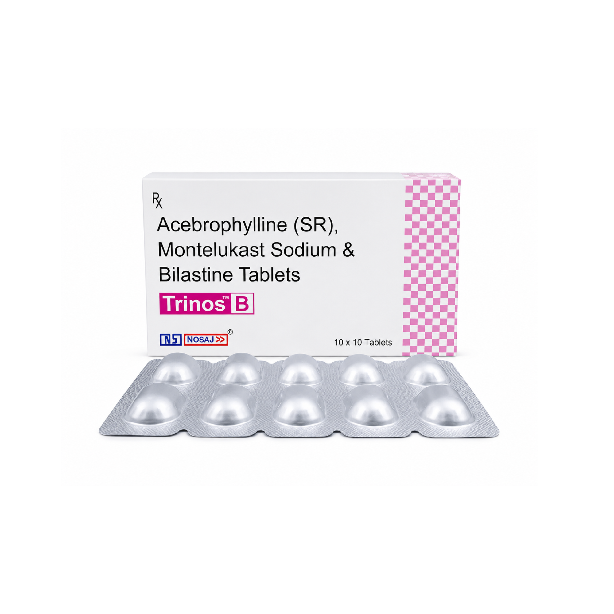 Trinos-B Tablets ( Acebrophlline SR, Montelukast Sodium & Bilastine Tablets)