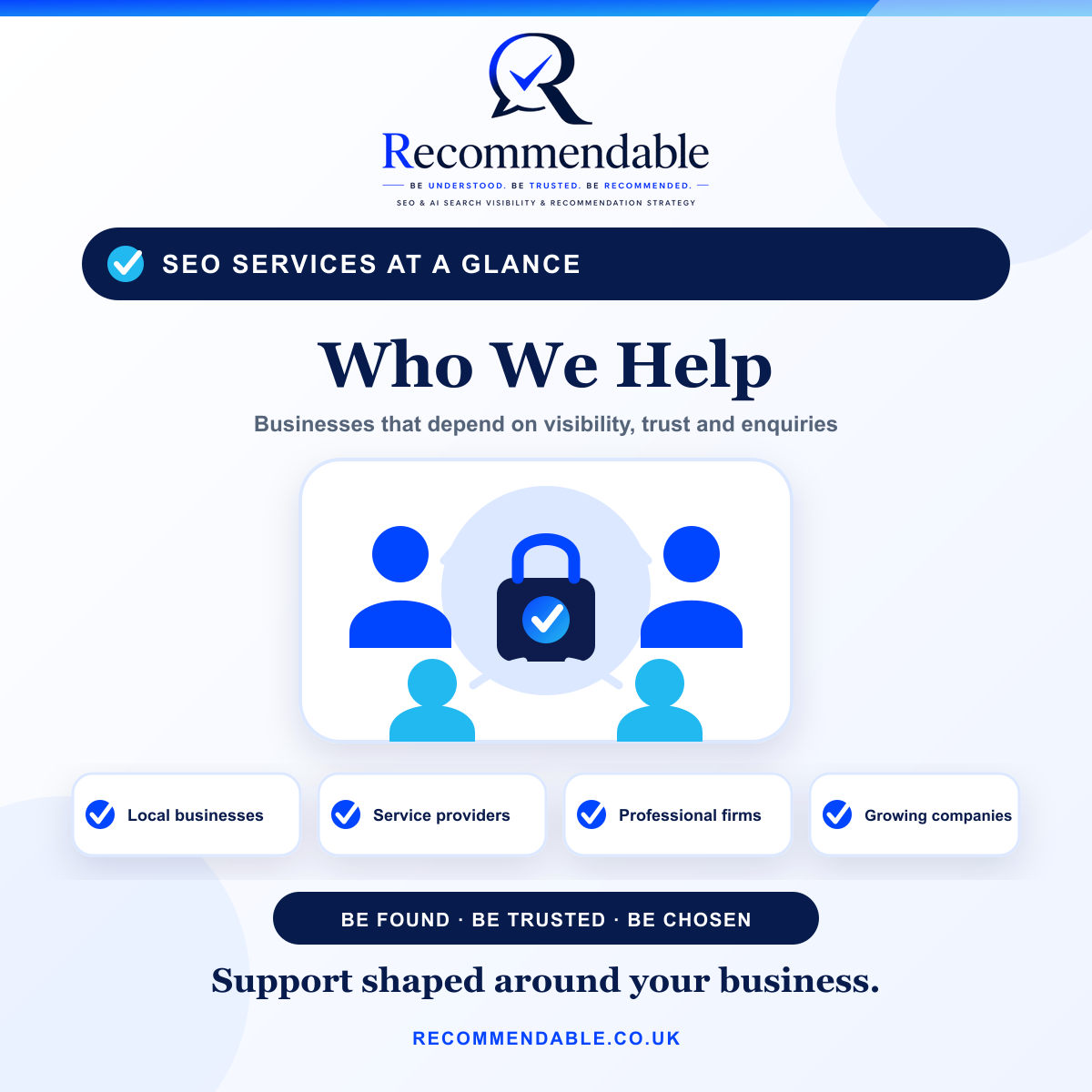 Recommendable SEO services for local businesses, service providers, professional firms and growing companies that depend on online visibility and enquiries.