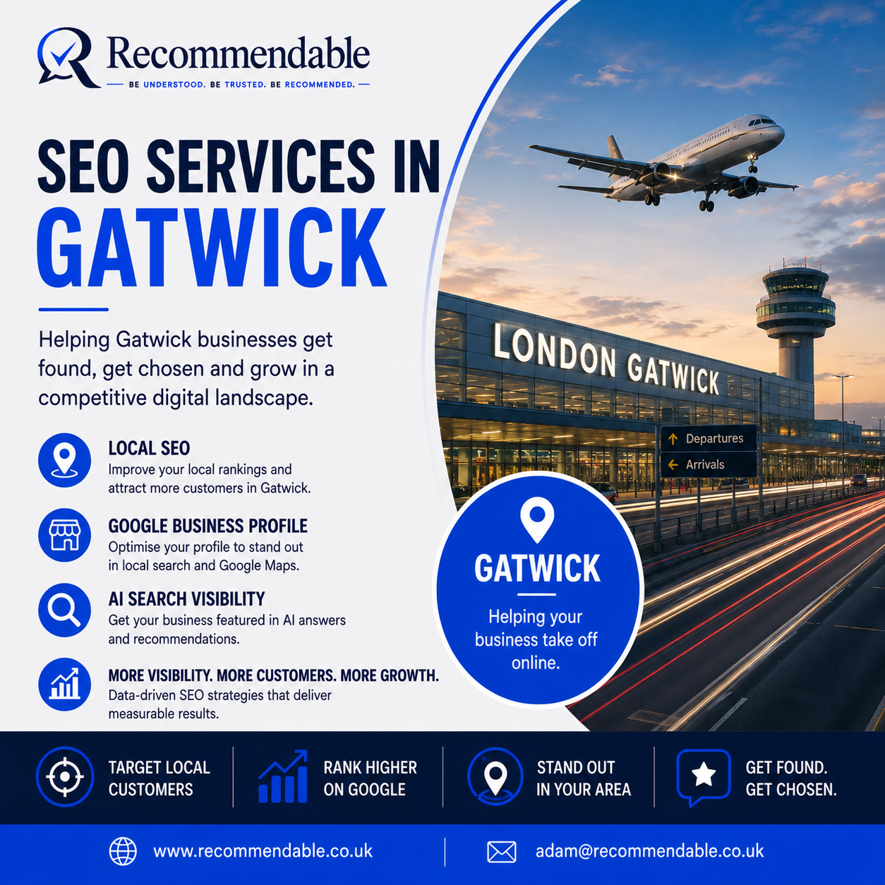 SEO services for Gatwick businesses by Recommendable