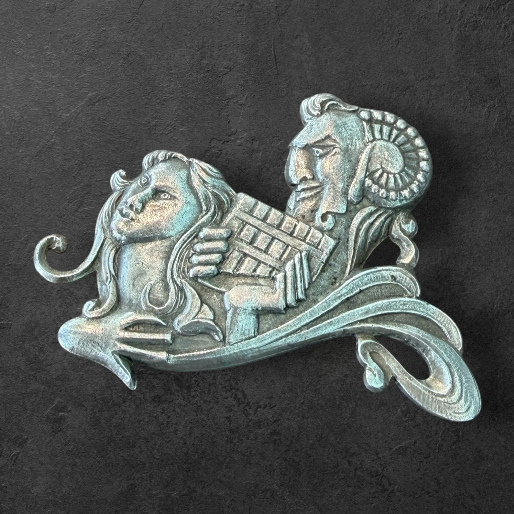 JL36 Jess Lelong Figural Pan Brooch - Silverplate