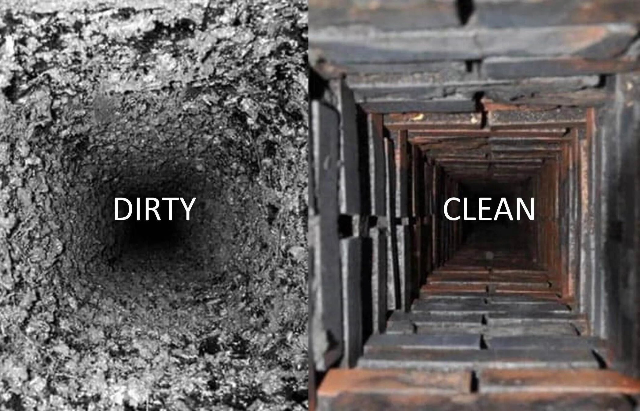 Brick chimney before and after