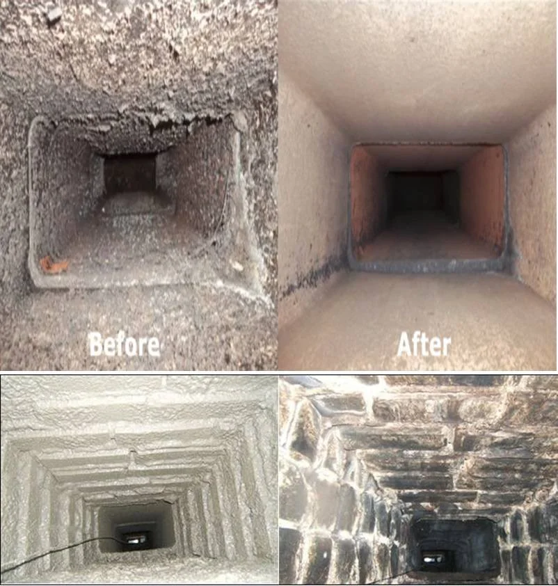 Chimney flue before and after
