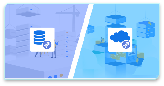Illustration of database and cloud data migration between servers