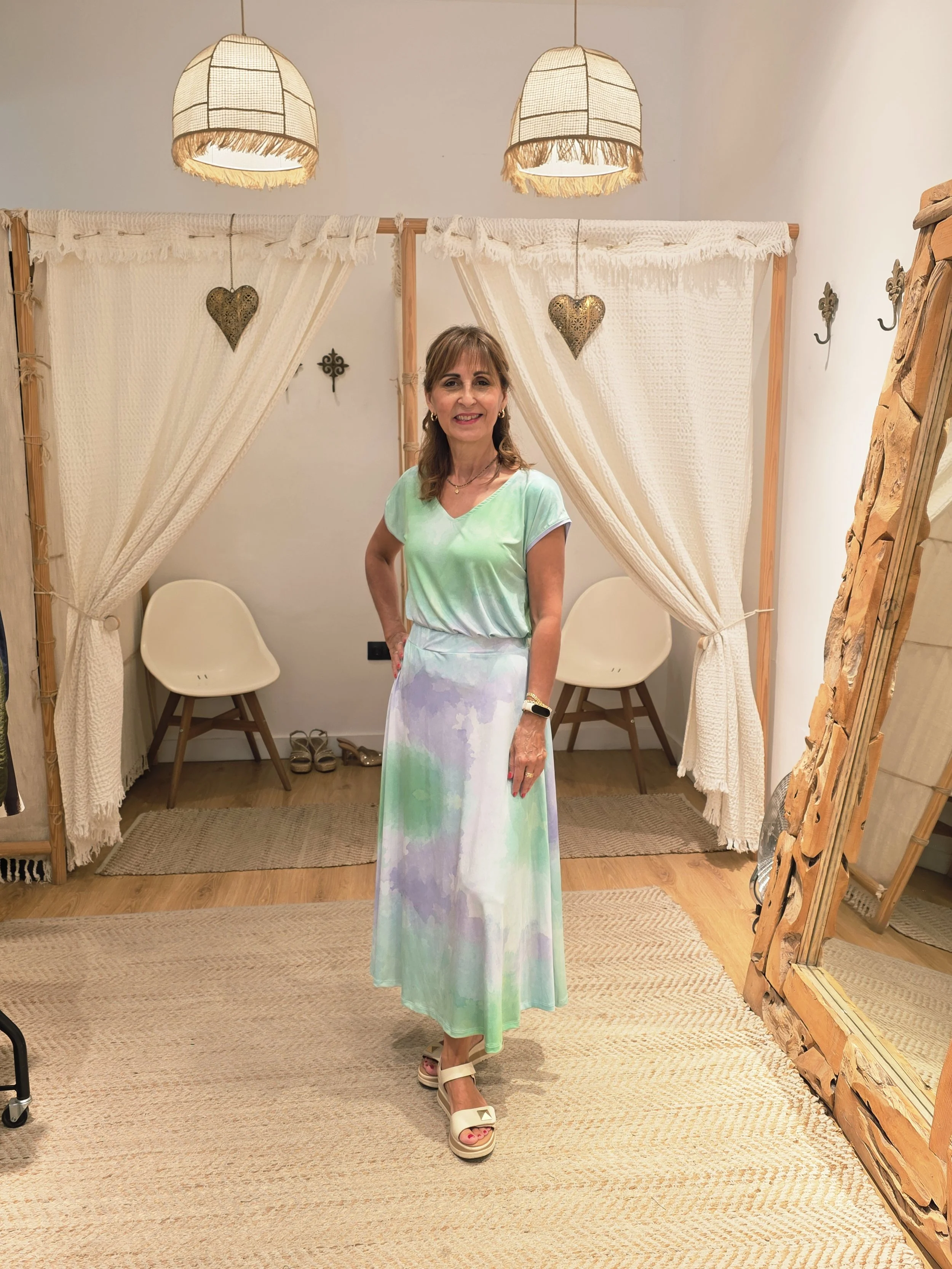 -50% REBAJAS. Falda Largo Midi Estampado Acuarela