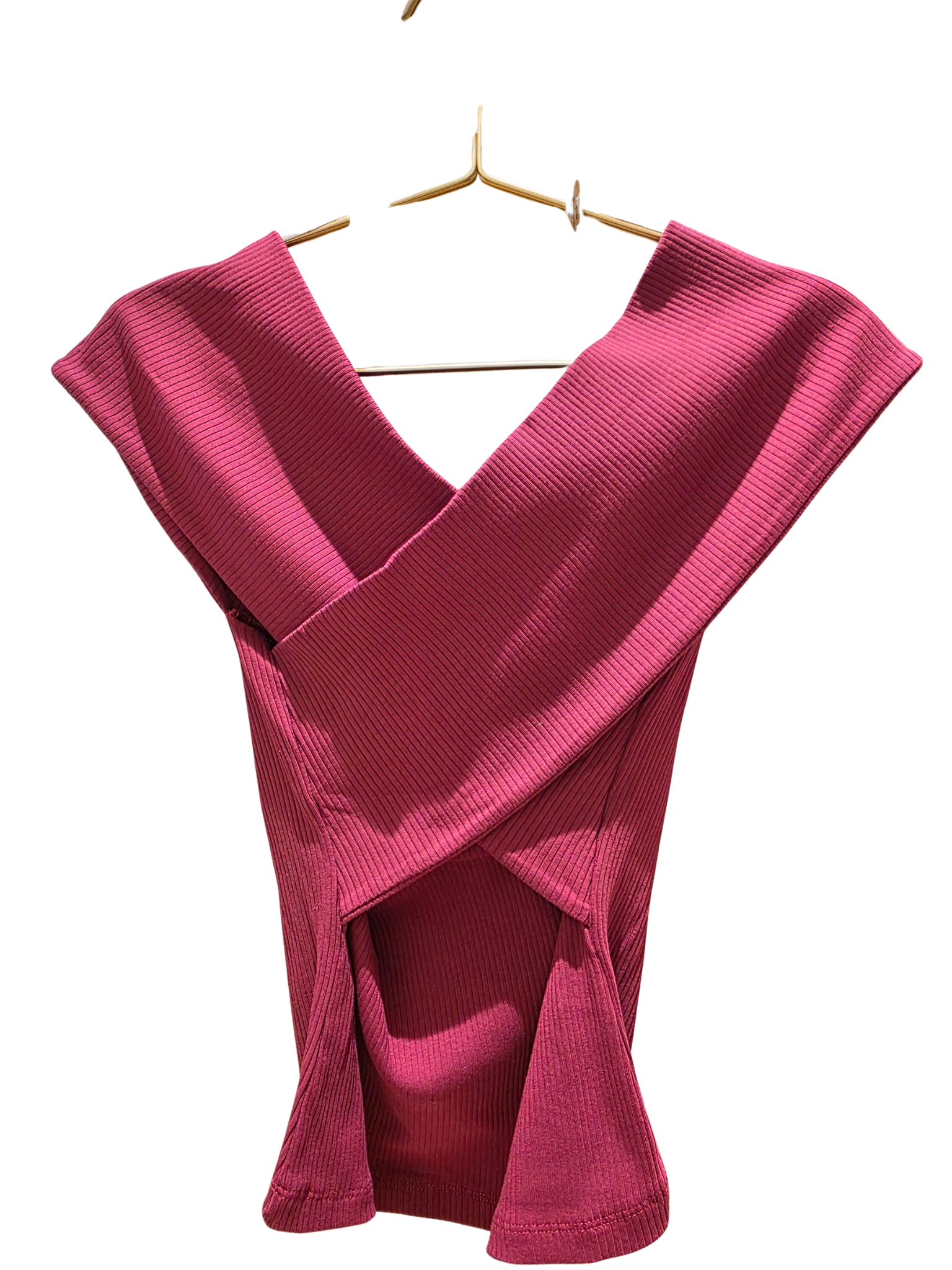 -50% REBAJAS. Top de La Fee Maraboutee. Cruzado Burdeos y Blanco.