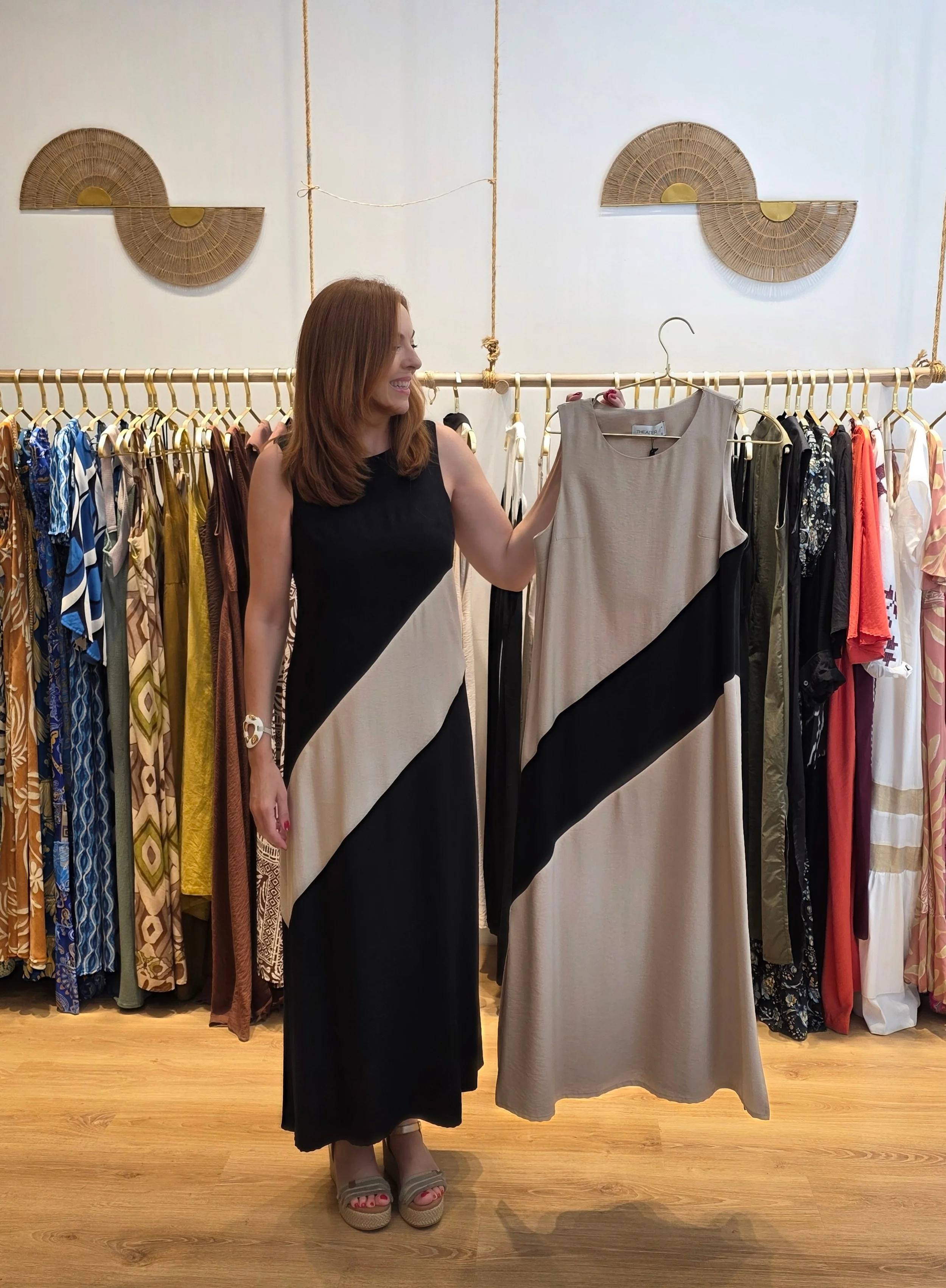 -50% REBAJAS. Vestido GRIEGO RAYA bicolor